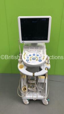 Hitachi Hi-Vision Preirus Flat Screen Ultrasound Scanner *S/N KE14363903* **Mfd 2009** with 4 x Transducers / Probes (EUP-B512 *Mfd 11/2015* / EUP-L75 *Mfd 06/2013* / EUP-R54AW-19 and EUP-L74M *Mfd 12/2014*) (Powers Up - Damage to Machine - See Pictures)