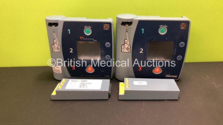 Job Lot Including 1 x Laerdal Heartstart FR2 Defibrillator (Powers Up with Faulty Screen) and 1 x Agilent HeartStream FR2 Defibrillator (No Power) with 2 x Batteries Install By - 10/2018 and 9/2026