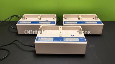 3 x A&D 2 Bay Battery Chargers (Both Power Up)