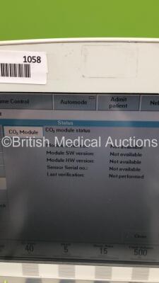 Maquet Servo i Ventilator Model No 6487800 System Version v8.0 System Software Version v8.00.01 Total Operating Hours 108013 with Hoses (Powers Up) * SN 42001 * - 17