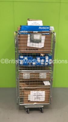 Large Cage of Consumables Including Rusch AquaFlate Catheters,B.Braun Admin Sets and BP Cuffs (Cage Not Included)