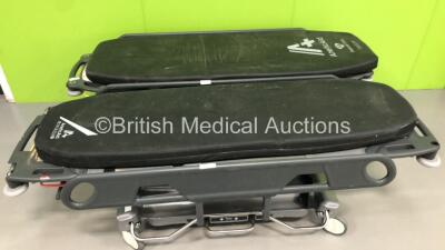 1 x PSE Anetic Aid Hydraulic Patient Trolley with Mattress and 1 x Anetic Aid QA3 Hydraulic Patient Trolley with Mattress (Hydraulics Tested Working) * Asset No FS0122225 / FS0160602 *