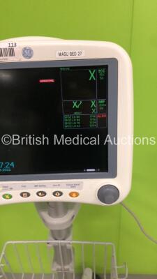 GE Dash 4000 Patient Monitor on Stand with BP1,BP2,SpO2,Temp/CO,NBP and ECG Options (Powers Up) * Mfd 2008 * - 3