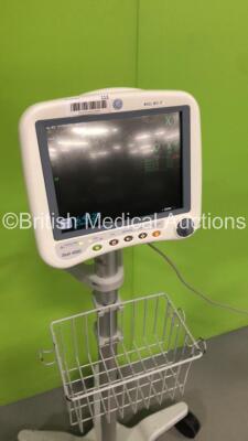 GE Dash 4000 Patient Monitor on Stand with BP1,BP2,SpO2,Temp/CO,NBP and ECG Options (Powers Up) * Mfd 2008 * - 4