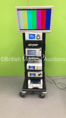 Stryker Stack Trolley with Stryker Vision Elect HDTV Surgical Monitor, Stryker Pneumo Sure High Flow Insufflator, Stryker SDC HD Information Management System, Stryker 1288 HD High Definition Camera Control Unit, Stryker L9000 LED Light Source and Stryker