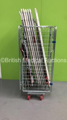 Cage of 6 x Spinal Boards and 2 x Aluminium Scoop Stretchers ,1/2 Ferno Scoop Stretcher and 1 x Ferno Evacuation Chair (Cage Not Included)