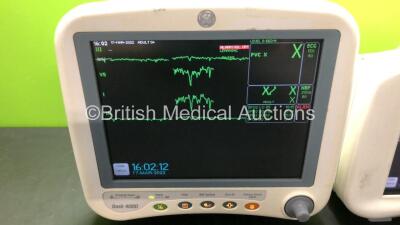 Job Lot Including 1 x GE Dash 4000 Patient Monitor (Some Missing Casing - See Photo) 1 x GE Dash 3000 Patient Monitor and 1 x GE Transport Pro Monitor (All Power Up) - 2
