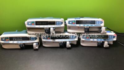 3 x CareFusion and 2 x Cardinal Health Alaris CC Syringe Pumps (All Power Up with 1 x Service Required and 3 x Alarms)