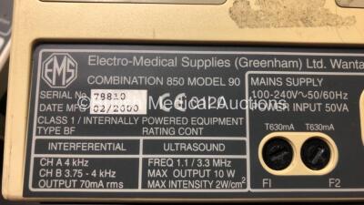 Mixed Lot Including 3 x EMS Combination 850 Ultrasound and Interferential Units (All Power Up) and 1 x Horwell Neurothesiometer - 6