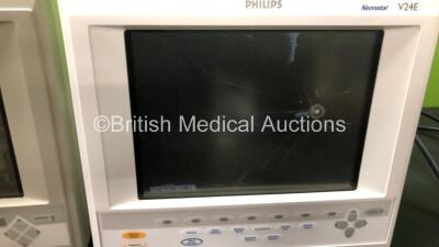 Job Lot of 4 x Monitors Including 1 x Philips Neonatal V24E (Damaged Screen - Photo) 2 x Hewlett Packard Omnicare 24C Monitors and 1 x Masimo Radical Signal Extraction Extraction Pulse Oximeter - 2