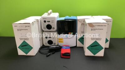 Mixed Lot Including 20 x Quick Cal Calibration Gas Bottles, 2 x GE BiliSoft Phototherapy Systems, 1 x Vapotherm Precision Flow, 1 x HemoCue Glucose 201+ and 1 x Verathon Bladder Probe