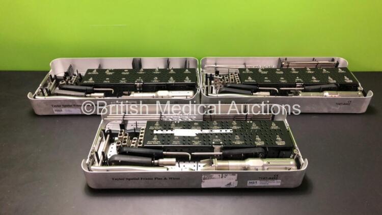 3 x Smith+Nephew Taylor Spatial Frame Pins & Wires Sets (Some Missing Pieces and No Lids) 7107-0492