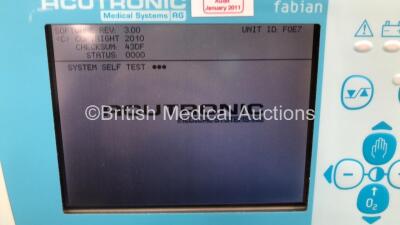 Acutronic Medical System Fabian Ventilator on Stand with Fisher and Paykel MR850AEK Humidifier (Powers Up with Error - See Pictures) **GL** - 2