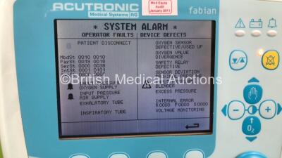 Acutronic Medical System Fabian Ventilator on Stand with Fisher and Paykel MR850AEK Humidifier (Powers Up with Error - See Pictures) **GL** - 4