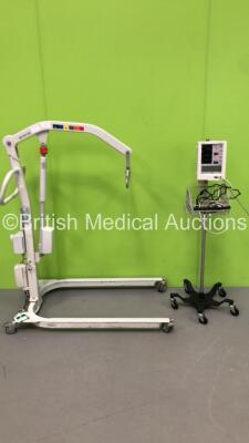 1 x Mindray Accutorr Plus Vital Signs Monitor on Stand (Powers Up) and 1 x Liko Uno 102 Patient Hoist (Unable to Power Test Due to No Battery or Controller *GH*