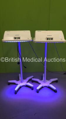 2 x Natus Neoblue LED Phototherapy Lamps on Stands (All Power Up)