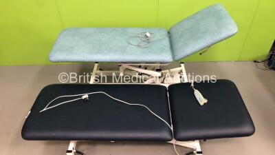 2 x Medi-Plinth Electric Patient Examination Couches with 1 x Controller (1 x Powers Up,1 x Unable to Test Due to No Controller) * Equip No 503071 / N/A *