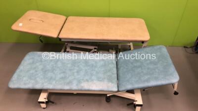 1 x Akron Hydraulic Patient Examination Couch and 1 x Medi-Plinth Hydraulic Patient Examination Couch (Hydraulics Both Working) * Equip No 504919 / 504920 *