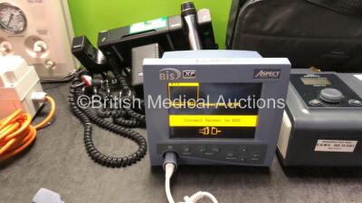 Mixed Lot Including 1 x Fisher & Paykel Neopuff Infant Resuscitator, 1 x BiS Model A-2000 Monitor with 1 x BiS DSC-XP Sensor Cable (Powers Up)1 x Keeler Wall Mounted Ophthalmoscope (No Power with Damaged Handle-See Photo) 1 x Philips Respironics BiPAP ST - 3