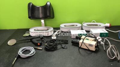 Mixed Lot Including 1 x Operating Table Headrest, 3 x Philips SCF 286 Steam Sterilizer Base Units (All Power Up) 2 x Marsden FT3010 Non Contact Infrared Thermometers, 1 x Olympus A3293 Fiber Optic Light Source Cables, 1 x Zoll 8011014104 Internal Hard Pad