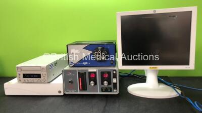 Mixed Lot Including 1 x Sony DV0-1000MD DVD Recorder (Powers Up) 1 x GE Carescape Central Station (Powers Up) 1 x Crystal Vision EBS ICM 350D Smoke Evacuation System (Powers Up) 1 x BFW Maxillume 250-1, 1 x GE USE1913A Monitor (Untested Due to No Power Su