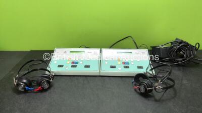 2 x Kamplex KLD 21 Diagnostic Audiometers with 2 x Headphones and 2 x AC Power Supplies (Both Power Up)