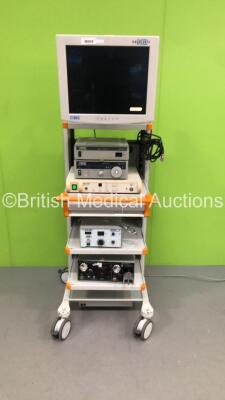 Smith and Nephew Stack Trolley with NDS Radiance Monitor, Storz 201315 20 Xenon Nova Light Source,Olympus MAJ-528 Footswitch,Storz SCB Image 1 222000 20 Camera Control Unit,Smith and Nephew 460p 3-CCD Digital Camera Control Unit, EZ EM ProtoCO2L Colon Ins