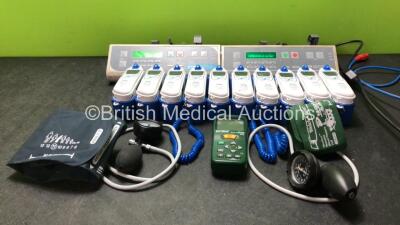 Mixed Lot Including 2 x Graseby 3100 Syringe Pumps (Both Power Up) 2 x BP Cuffs, 1 x Extech AAN100 CFM/CMM Thermo Anemometer (Powers Up) 10 x Covidien 2 Genius Thermometer with Base Units