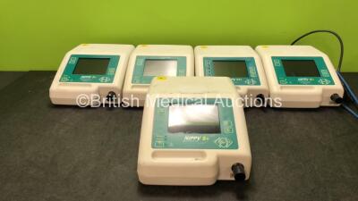 Job Lot Including 4 x B&D Electromedical Nippy S+ Ventilators (All Power Up) 1 x B&D Electromedical Nippy ST+ Ventilator (Powers Up With Damaged Vent-See Photo) *GL*