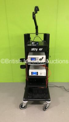 Stryker Stack Trolley Including Stryker X8000 Light Source Unit,Stryker 1288HD Camera Control Unit and Stryker 1288 HD Camera Head (Powers Up) *RI*