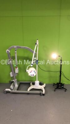 Mixed Lot Including 1 x Liko Viking M Electric Patient Hoist with Controller,1 x Brandon Medical Patient Examination Light on Stand * Damage to Casing-See Photos* * and 1 x Daray Lighting Patient Examination Light on Stand * Damage to Casing-See Photos * 