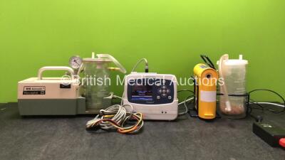 Mixed Lot Including 1 x Atmos Atmolit Receptal Suction Unit, 1 x Welch Allyn Propaq LT Vital Signs Monitor with 1 x Cradle Unit, 1 x AC Power Supply and 1 x 3 Lead ECG Lead, 1 x Laerdal Compact Suction Unit 4 (All Power Up)