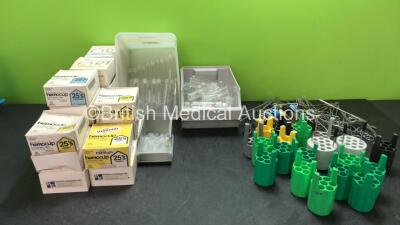 Mixed Lot Including Glass Test Tubes, Test Tube Holders, Surgical Forceps and Various Hemostatic Clips