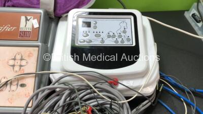 Mixed Lot Including 1 x Agilent CMS-2001 Patient Monitor with 1 x Hewlett Packard TEMP Module, 1 x Hewlett Packard ECG/RESP Module, 1 x Hewlett Packard SaO2/PLETH Module and 1 x Philips NBP Module, 1 x Body Slimming Suit with Air Pressure and 2 x Hoses 1 - 4