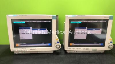 2 x Philips IntelliVue MP70 Anesthesia Monitors (Both Power Up) *G* *SN DE73171628, DE73175483*