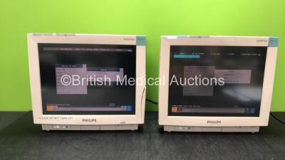 2 x Philips IntelliVue MP70 Patient Monitors (Both Power Up with Damage-See Photos) *G* *SN DE35017279, DE35017269*