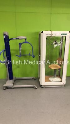 Mixed Lot Including 1 x Arjo Maxi Move Electric Patient Hoist with Controller (Unable to Test Due to No Battery) and 1 x Jaeger MasterScreen Body Box Booth - 2