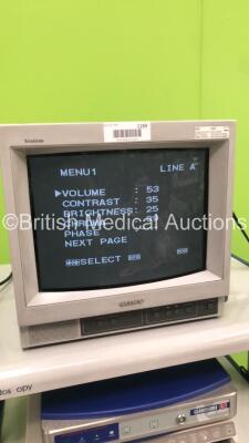 RB Endoscopy Stack Trolley with Sony Trinitron Monitor,Gimmi Alpha DigiCam 3CCD Versatile Camera Control Unit,Gimmi AlphaXenonLight 180W Light Source Unit and Sony Color Video Printer UP-2850P (Powers Up) * SN 6005651 / 3CCD3060 / K23050A-1018 * - 3