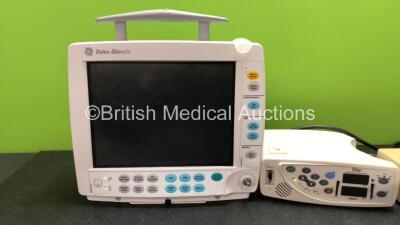 Mixed Lot Including 1 x Datex Ohmeda Type F-FM-01 Monitor (Hold Power with Blank Screen and Missing Dial-See Photos) 1 x Masimo Rad 8 Signal Extraction Pulse Oximeter (Powers Up with Alarm) 1 x Eastleigh RE200C Respiration Monitor with 1 x AC Power Supply - 2