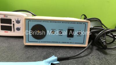 Mixed Lot Including 1 x Datex Ohmeda Type F-FM-01 Monitor (Hold Power with Blank Screen and Missing Dial-See Photos) 1 x Masimo Rad 8 Signal Extraction Pulse Oximeter (Powers Up with Alarm) 1 x Eastleigh RE200C Respiration Monitor with 1 x AC Power Supply - 4