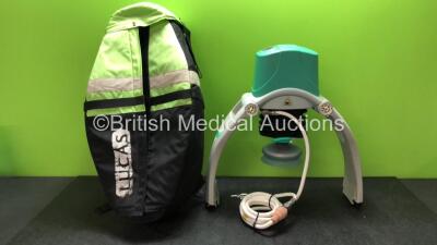 Lucas 100077-00 Chest Compression System with Hose in Carry Case (Untested Due to Suspected Flat Battery with Missing Back Board and Broken Catch-See Photos) *SN 14052839*