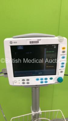 GE B30 Patient Monitor on Stand with 1 x GE E-PSMP-00 Module with NIBP,P1,P2,T1,T2,SpO2 and ECG Options,1 x SpO2 Finger Sensor and 1 x 10-Lead ECG Lead (Powers Up) * Mfd 2013 * - 8