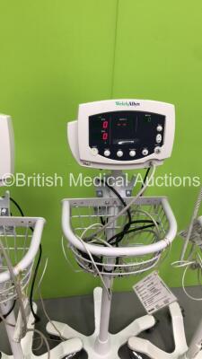 3 x Welch Allyn 53S00 Patient Monitors on Stands with 3 x BP Hoses (All Power Up) *C* - 4