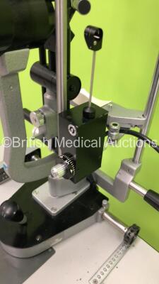 Haag-Streit Bern SL900 Slit Lamp with 2 x 10x Eyepieces and Haag-Streit Bern Tonometer on Hydraulic Stand (Powers Up with Good Bulb) *C* - 6