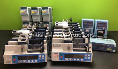 Job Lot Including 14 x Alaris IVAC P6000 Syringe Pumps, 5 x IVAC Model 598 Volumetric Pumps (Some Damage To Casings), 1 x IVAC Model 597 Volumetric Pump (Damaged Side Door), 2 x Arcomed AG Volumed UVP 5000 (1 x Missing Front Door - See Photos) and 1 x Arc