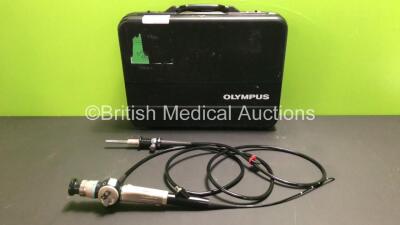 Olympus HYF-XP Hysteroscope in Case - Engineer's Report : Optical System - No Fault Found, Angulation - No Fault Found, Insertion Tube - Minor Indent Present, Light Transmission - No Fault Found, Channels - No Fault Found, Leak Check - No Fault Found *W10