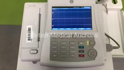 GE MAC 800 ECG Machine on Stand with 10 Lead ECG Leads (Powers Up) *FS0030585* - 2