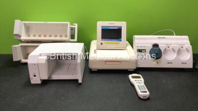 Mixed Lot Including 1 x Philips M2703A Fetal Monitor (Powers Up) 1 x Philips M2720A Fetal Transducer System with 1 x Philips US Transducer (Powers Up) 1 x Otoport OAE System NHSP Infant Hearing Unit (Untested Due to Possible Flat Batteries)1 x GE Caresca