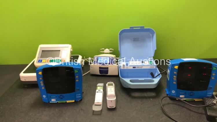 Mixed Lot Including 1 x Fresenius Kabi Volumat Agilia Pump (Powers Up) 1 x Tanita Weighing Scales (Untested Due to No Power Supply) 1 x HS Clement Clarke AC2000 Nebulizer (Powers Up) 1 x Thermofinder (Powers Up) 1 x Braun PRO 6000 Thermometer with Base Un