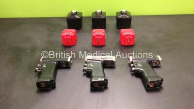 Job Lot Including 3 x Stryker CD3 4300 Driver Handpieces, 3 x Stryker 6126-100-000 9.6 v Battery packs and 3 x Stryker 6126-120-000 Aseptic Housing